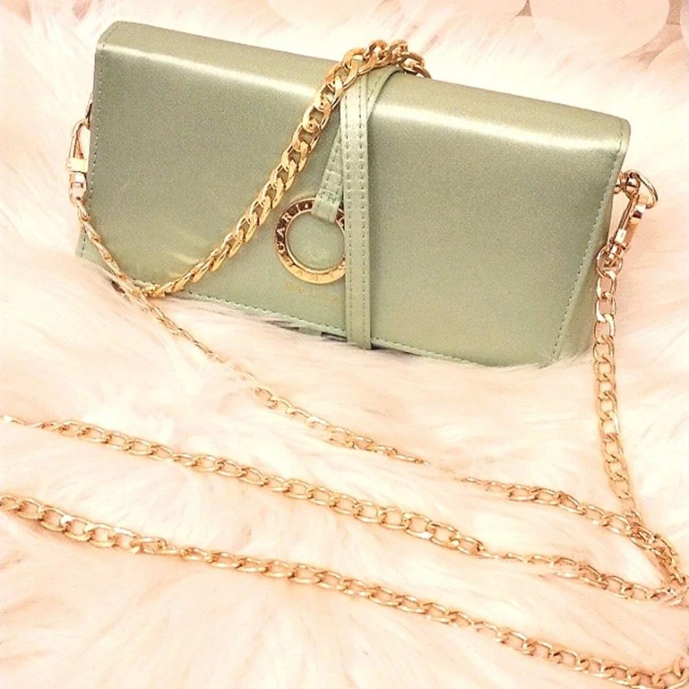 BVGARI with BOX CROSSBODY Authentic Satin Clutch Handbag w added 2 Gold … - Picture 14 of 16